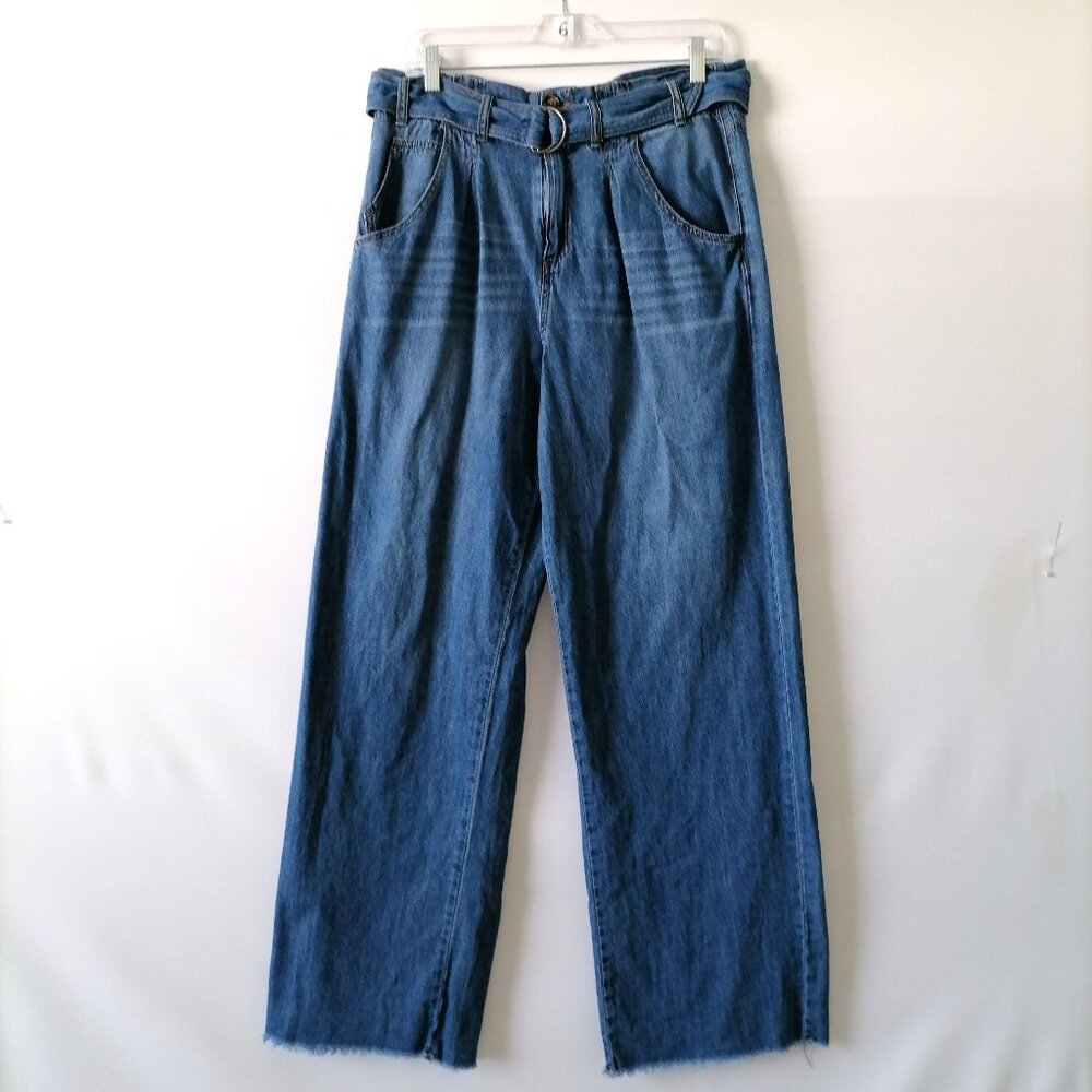 Maurices Womens Blue High Rise Fray Hem Straight Leg Denim Jeans Size 10